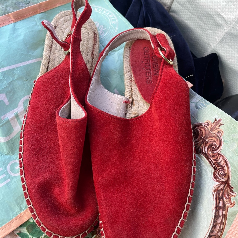 Urban outfitters red suede espadrilles